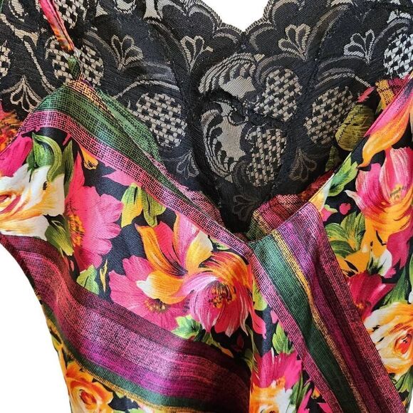 Victoria's Secret Vintage Gold Label Floral Satin Lace Pajama Lingerie Slip Size - Picture 5 of 5